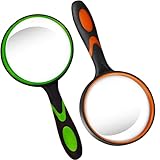 2PCS Lupe Groß 80mm, Handlupe 10X Echtglas-Lupe für Senioren Kinder, Weicher Hand-Schaft Lupen...