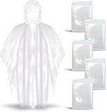 JITIFAZH Regen Ponchos Einweg für Männer Frauen, 5 Stück Clear Family Pack Regenmäntel mit...
