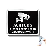 Goodvia Achtung Videoüberwachung Schild alu Selbstklebend 15x12 cm, mit Vorgebohrte Löcher für...