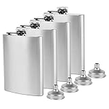 Tebery 4 Stück 8oz Flachmann Set aus Edelstahl mit kleinen Trichtern, 240ml Hüftflasche mit...