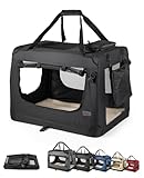 lionto Hundetransportbox faltbar für Reise & Auto, 82x58x58 cm, stabile Transportbox mit...