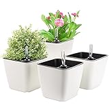 Herefun Plastik Selbstbewässerung Blumentopf mit Wasseranzeiger, 4er-Set Plastik Pflanzgefäße...
