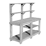 Pflanztisch für den Außenbereich, großer Gartenbau-Arbeitstisch mit Ablage, Pflanztisch aus Holz...