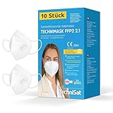 TechniSat TECHNIMASK 2.1 – 10 Stück FFP2 Maske aus Deutschland (Dolomitstaub-geprüft, 5-lagige...