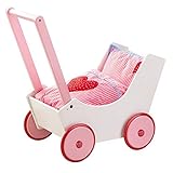 Haba 950 - Puppenwagen Herzen, niedlicher Puppenwagen aus Holz mit mit zweifach verstellbarem...