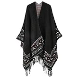 Danfiki Poncho Damen Winter Warm Elegant Poncho Decke Kaschmir Cardigan Cape Strick Poncho Mantel...