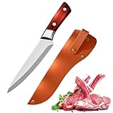 Kochmesser mit Lederhülle,Küchenmesser mit Fingerloch Holzgriff,Scharfes Ausbeinmesser...