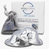 VITALWORXX Silberhütchen aus reinem 999-er Silber (2 Stück) inklusive 2 Paar Stilleinlagen und 1...