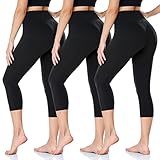 ACTINPUT Capri Leggings Damen 3/4 Caprihose High Waist Schwarz Sport Leggins Elastische Blickdicht...