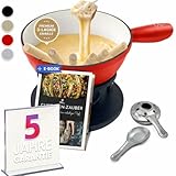 Ottia Fondue Set für 2, 3, 4, 5, 6 Personen aus Gusseisen & Emaille. Als Käsefondue,...