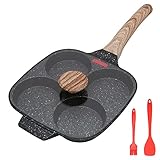 Bobikuke Spiegeleipfanne 21 cm, Pancake Pfanne mit Deckel 4 Loch Augenpfanne Antihaft-Aluminium...