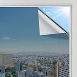 rabbitgoo Sonnenschutzfolie Fenster Innen & Außen Silber 90x200cm, Spiegelfolie Fenster Sichtschutz...