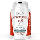 LACTOFERRIN 200 + Vitamin C und Zink Dulàc, Hochkonzentriert und Made in Italy, 30-Kapseln...