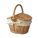YIREAUD Picknickkorb Mit Deckel und Griff, Weidenkorb Mit Einsatz für Familien, Camping, Organizer,...