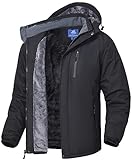 SPOSULEI Herren Winter Fleecejacke Warme Verdickt Gefüttert Skijacke Outdoor Winddicht Wasserdicht...