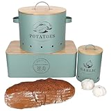 MamboCat 3tlg Set Vorratsdosen Fresh I je 1x Brotkasten, Kartoffeltopf & Knoblauchtopf I belüftete...