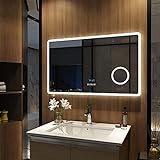 Meykoers led Badspiegel 100x60cm Badezimmerspiegel mit Beleuchtung Wandspiegel mit Touch-Schalter 3...
