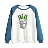 Langarmshirt Damen Gelb Damen-Sweatshirt-Oberteil mit Bier-Print, Farbblock, lässig, modisch Damen...