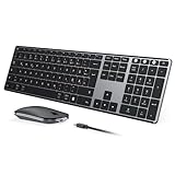 seenda SKM64-3 Bluetooth Tastatur mit Maus, Wiederaufladbare Dualmodus USB & Bluetooth Tastatur aus...