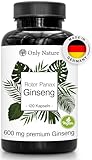 Only Nature® Ginseng 600 mg - Extra Hochdosiert (120 mg Ginsenoside) - 120 Kapseln - 100% Vegan -...