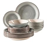 MÄSER 931875 Bel Tempo II, Teller-Set für 6 Personen im modernen Vintage Look, 18-teiliges...