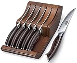 HOSHANHO Steakmesser Set mit 7 Teilen, 12cm Gezahnte Steak Messerset mit Messerblock, Japanischer...