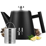 Hanamura Thermo Teekanne mit Siebeinsatz - Teekanne edelstahl, Doppelwandig und mit sieb - 1L -...