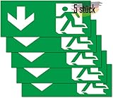 seemy Notausgangsschild 5 stück Premium Aufkleber- 24 cm x 9 Flucchtwegschild - Schild Notausgang...