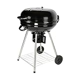 BBQ Kettle Holzkohlegrill Tragbarer Trolley Edelstahl Runder Barbecue Grill mit Deckel Aschenbecher...