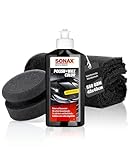 Auto Politur Set | Sonax Polish & Wax Color Schwarz 250ml Autopolitur + Polierschwamm + Poliertuch |...