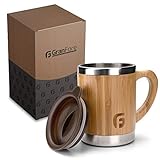 GranFore Kaffeebecher to go | 300ml Bambus Trinkbecher mit Deckel | Außergewöhnliches Design |...