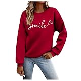 Beichwtd Pullover Damen Langarmshirt Oversized Mode Sweatshirt Teenager Mädchen Pulli...