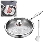 Titan Bratpfanne mit Deckel und Spatel, Titan Pfanne Unbeschichtet, 26/28/30 cmTitanium Pfanne,...