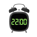 FARYODI Retro Metall Doppelglockenwecker, LED Doppelglockenwecker mit Große Ziffern Display...
