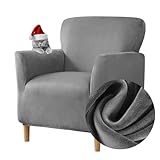 Highdi Stretch Sesselbezug Sesselhusse Elastische Samt Sofaüberzug Clubsessel Sessel Bezug, Weicher...