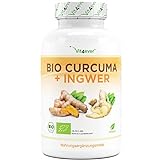 Bio Curcuma & Ingwer - 240 Kapseln - Hochdosiert mit 4440 mg pro Tagesportion - Mit Curcumin,...
