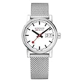 Mondaine - Evo2 MSE.30210.SM - Damen Uhr 30mm - Bahnhofsuhr in Silber mit Datumsanzeige - 30m...