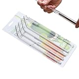 Wiederverwendbare Metall-Trinkhalme mit Reinigungsbürste, Party-Zubehör für Grill, Picknick,...