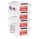 ATHLON TOOLS 4x 12.5 L Aufbewahrungsboxen mit Deckel, lebensmittelecht - Verschlussclips - 100%...