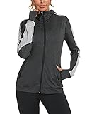 Wayleb Damen Laufjacke Sportjacke Langarm Trainingsjacke Kapuzenjacke Sweatjacke Atmungsaktive mit...