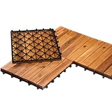 BURI 1qm Holzfliesen Balkonfliesen Holz Fliesen 30x30 cm - Balkonboden wetterfest aus Akazienholz -...