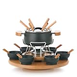 Kela 61201 Drehbares Fonduekarussell-Set, Fleischfondue, 23-teilig, Für 6 Personen, 2,0 l, Natura