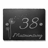 Premium Hausnummer aus einzigartigem Schiefer mit Gravur Zahlen und Ziffern Größe: 20x15 cm...