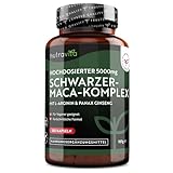Maca Kapseln schwarz - Hochdosiert mit 5000mg - 180 vegane Kapseln - Zusätzlich mit Panax Gingseng...