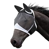 GmwyCzV Fliegenmaske, Pferd UV Schutz Pferde Fliegenschutz Maske, Horse Fly Mask mit Ohrenschut,...