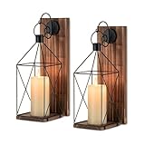 Staymoment Holz Wandkerzenhalter Wandhalter Laterne: 2er Set 40 cm Kerzenhalter Wand Deko Braun für...