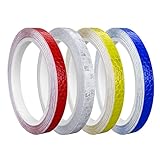 Prasacco 4 Rollen Reflektierende Klebeband, 10mm x 8m Reflektierende Aufkleber Selbstklebende...