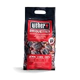 Weber Grill-Briketts (4kg Sack), für lange und konstante Glut, ideal für längeres Grillen des...