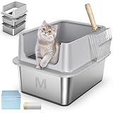 Edelstahl-Sieb-Katzentoilette, 43,2 cm L x 33 cm B x 27,4 cm H, hohe Seiten,...