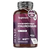 Hyaluron Kapseln - 600mg pro Kapsel - 120 vegane Hyaluronsäure Kapseln - 4 Monate Vorrat - Niedrige...